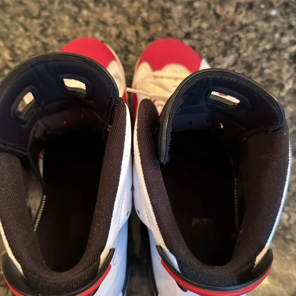 Air Jordan retro 6 Carmine Red and White Sneakers EUC 10.5